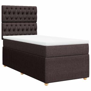 vidaXL cama box spring con colchón tela marrón oscuro 80x200 cm