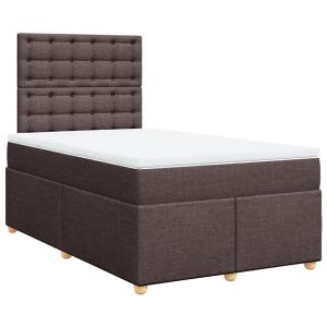 vidaXL cama box spring con colchón tela marrón oscuro 120x200 cm