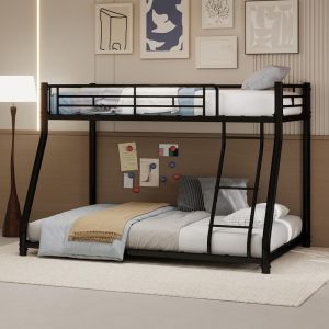 Beliche metálico 90x140cm em cima e 140x190cm em baixo, escada, preto