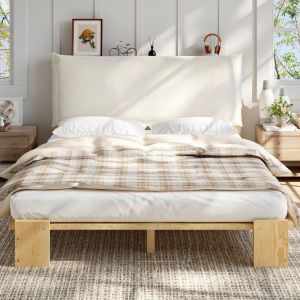 Cama acolchoada infantil 140x200cm madeira pinho natural