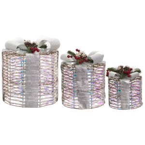 LED julso 20/25/30 cm presentes de natal prateado