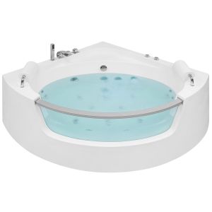 Banheira de hidromassagem de canto com LED mangle 2010 x 1500 mm branco