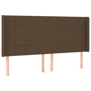 vidaXL cabecero con orejas de tela marrón oscuro 183x16x118/128 cm