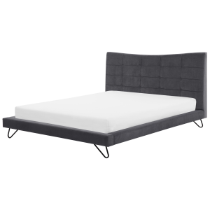 Cama veludo lannion 180 x 200 cm cinzento escuro