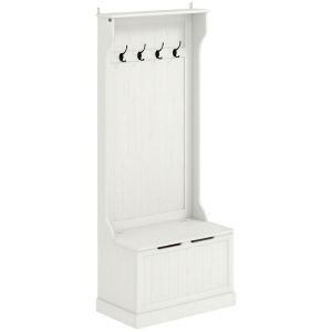 Móvel de entrada com cabide 71,5x39,5x170 cm mdf color blanco Homcom