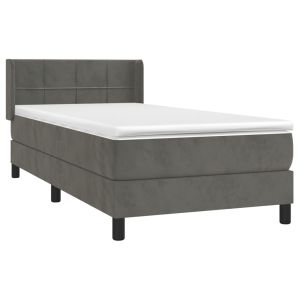 vidaXL cama box spring con colchón terciopelo gris oscuro 90x190 cm