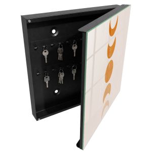 Caixa para chaves de vidro 30x30x5 fases da lua, abertura à direita