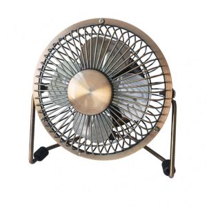 Mini ventilador de mesa bronze 5v 2,5w 14,8x14,2x7,6cm ajustável