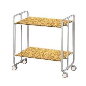 Carrinho de serviço dobrável bauhaus, armação de metal cinza, 2 bandejas