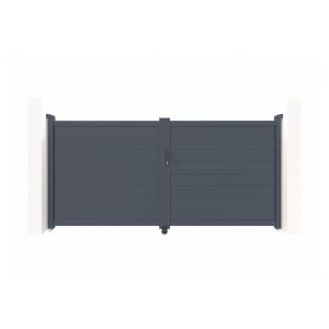 Portão giratório ajustável eiger h.140cm em alumínio cinza, 3m de largura
