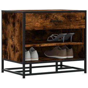 Banco para calçado carvalho fumado 60x40x53,5 cm madeira metal wf295675