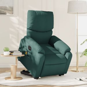 Poltrona elétrica elevatória massagens tecido verde-escuro ewg1653