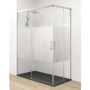 Painel de chuveiro retangular, frente de 90 lados, serig cromada de 90 cm