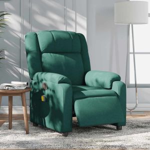 Poltrona reclinável de massagens elétrica tecido verde-escuro ewg4323