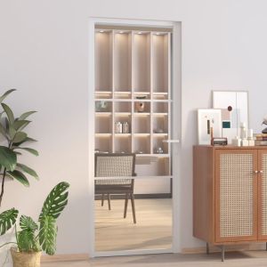 Porta de interior 83x201,5 cm vidro esg e alumínio branco weg7647