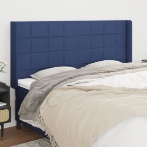 Cabeceira de cama c/ abas tecido 183x16x118/128 cm azul