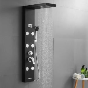 Auralum preto coluna de chuveiro de hidromassagem tela lcd display de tempe