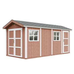 Caseta de jardín Timbela m915c-redwood red, 11,47 m², premium, con suelo