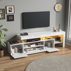 Móvel de tv com LED 3 portas branco 53x192x37cm