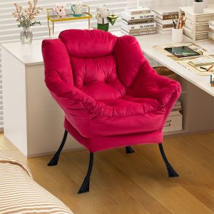 Poltrona relax em metal vermelho tijolo com bolsa lateral
