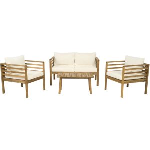 Conjunto de jardim em madeira com almofadas incluídas <<beckham>> - 4 lugar