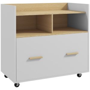 Armário para escritório melamina de madeira branco e madeira 76x40x75,5 cm