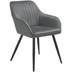 Cadeira de sala de jantar, terciopelo, 58 x 62 x 82 cm cinzento/preto