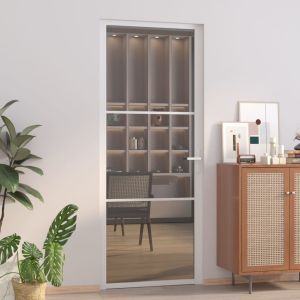 Porta de interior 83x201,5 cm vidro esg e alumínio branco weg8946