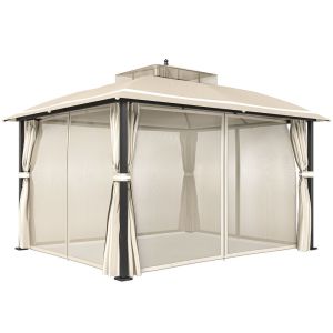 Pérgola 370x303x290 cm metal, tecido de poliéster color beige Outsunny
