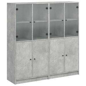 vidaXL estantería con puertas madera de ingeniería gris 136x37x142 cm
