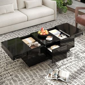 Mesa de centro com 2 gavetas preto 50x100x31cm