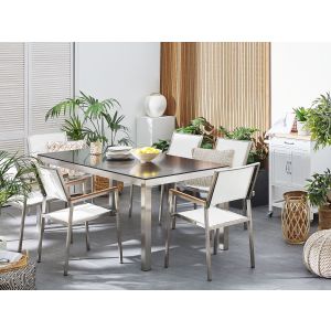 Conjunto de refeição granito, aço inoxidável branco grosseto