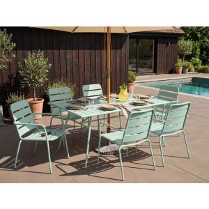 Conjunto de refeição de jardim 6 lugares terenzo metal verde menta
