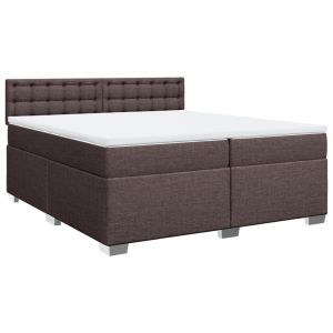vidaXL cama box spring con colchón tela marrón oscuro 200x200 cm