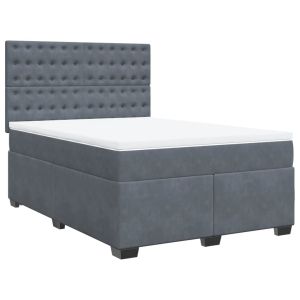 vidaXL cama box spring con colchón terciopelo gris oscuro 160x200 cm