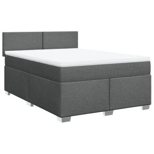 vidaXL cama box spring con colchón tela gris oscuro 160x200 cm