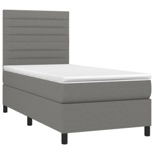 vidaXL cama box spring con colchón tela gris oscuro 90x190 cm