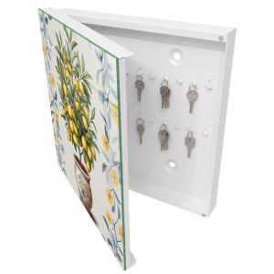 Caixa para chaves de vidro 30x30x5 limoeiro, abertura à esquerda