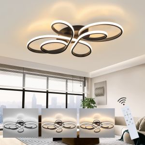 Nettlife preto LED plafon regulável 80 cm sala de estar 78w quarto moderno