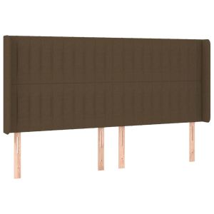 vidaXL cabecero con orejas de tela marrón oscuro 203x16x118/128 cm