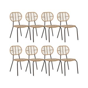 Conjunto de 8 cadeiras pratello rattan sintético natural
