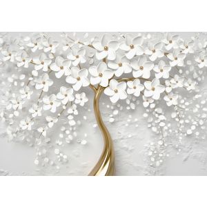 Papel de parede 3d flores árvore 300x210 fotomurais sala de estar