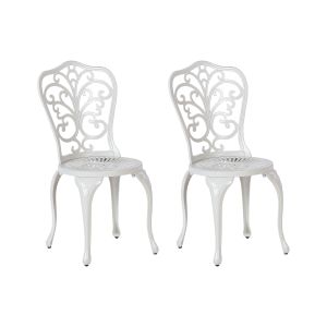 Conjunto de 2 cadeiras de jardim triora metal branco creme