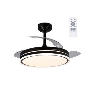 Ventoinha de teto retrátil com luz LED 72w preto pérola cct dim ø106cm