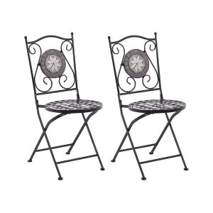 Conjunto de 2 cadeiras de jardim cariati metal preto