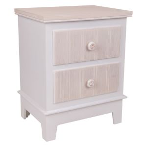 Mesa de cabeceira de madeira branca com 2 gavetas 40x30x50
