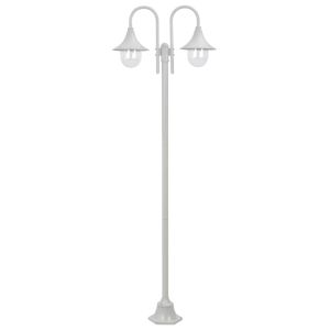 Lampião de jardim E27 220 cm alumínio 2 lanternas branco 02_0042538