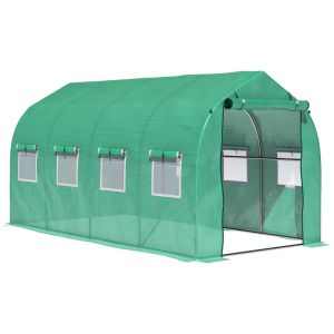 Estufa tipo túnel 395x195x198 cm tecido pe e aço galvanizado color verde