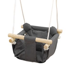 Baloiço para bebé 40x40x110-180 cm lona de aLGodão e madeira color gris
