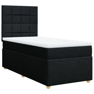 vidaXL cama box spring con colchón tela negro 90x200 cm